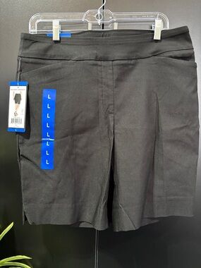 Hillary Radley Bermuda, 9” ,mid rise,slash pockets, slits at thigh,stretch